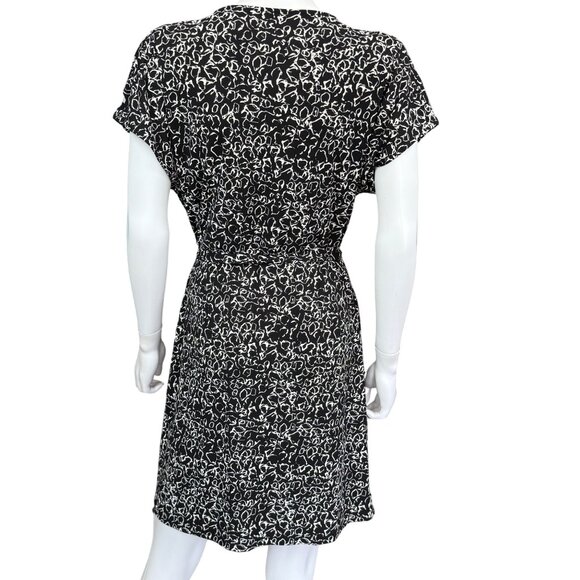Nine West Womens Black & White Abstract Print Short Sleeve Dress L - Picture 2 of 4
